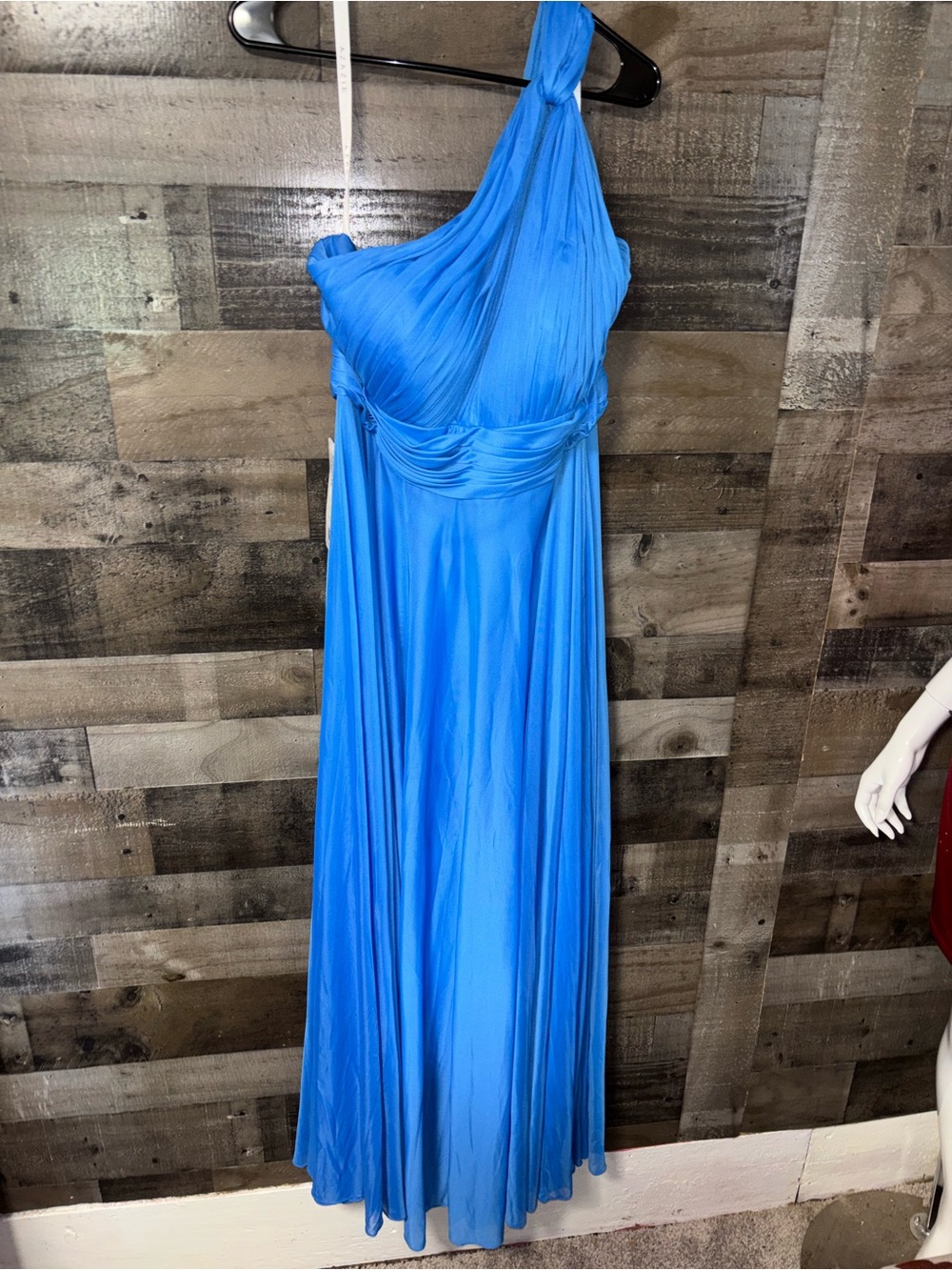 Azazie One-Shoulder Charlize Blue Jay Chiffon Gown A16